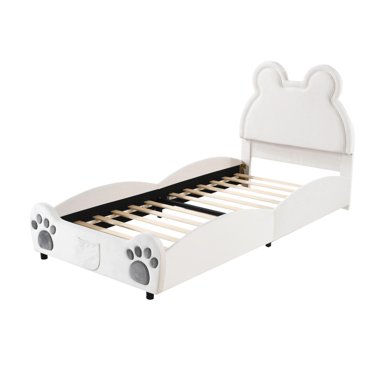 KINDERBETT 90x200 cm Bär Velours weiß - Weiß, Textil (90/200cm) - LEBENLANG