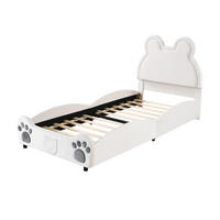 KINDERBETT 90x200 cm Bär Velours weiß - Weiß, Textil (90/200cm) - LEBENLANG