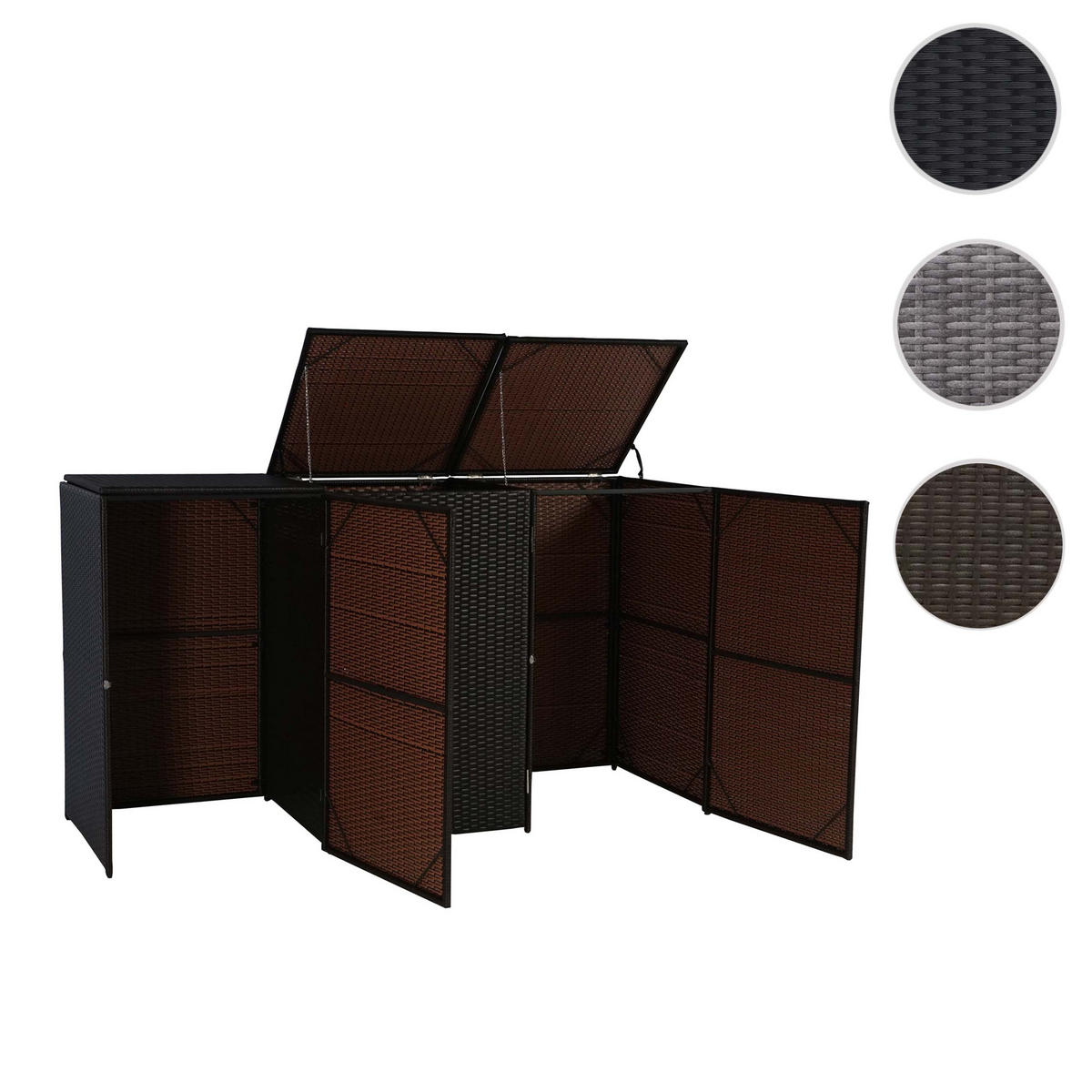 MÜLLTONNENBOX 3er HxBxT 110x195x66cm Poly-Rattan 3x120l Braun - Braun, Kunststoff (195/110/66cm) - PROREGAL