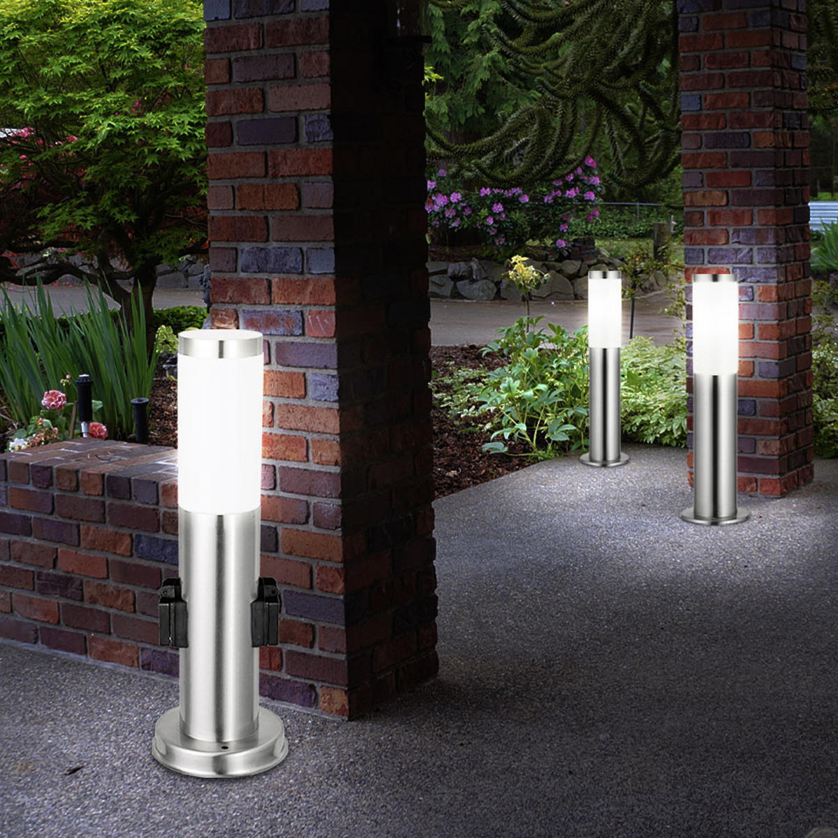 LED WEGELEUCHTE Silber Opal 3er Set - Silberfarben, Metall (7.6/7.6/45cm)