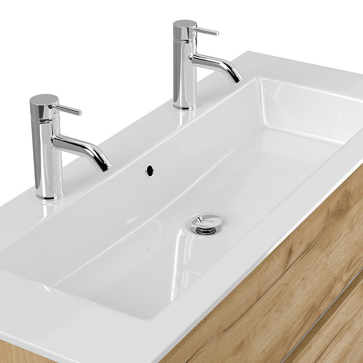 DOPPELWASCHTISCH Livigno-02 - Braun, Holzwerkstoff (120/59/47cm) - Lomado