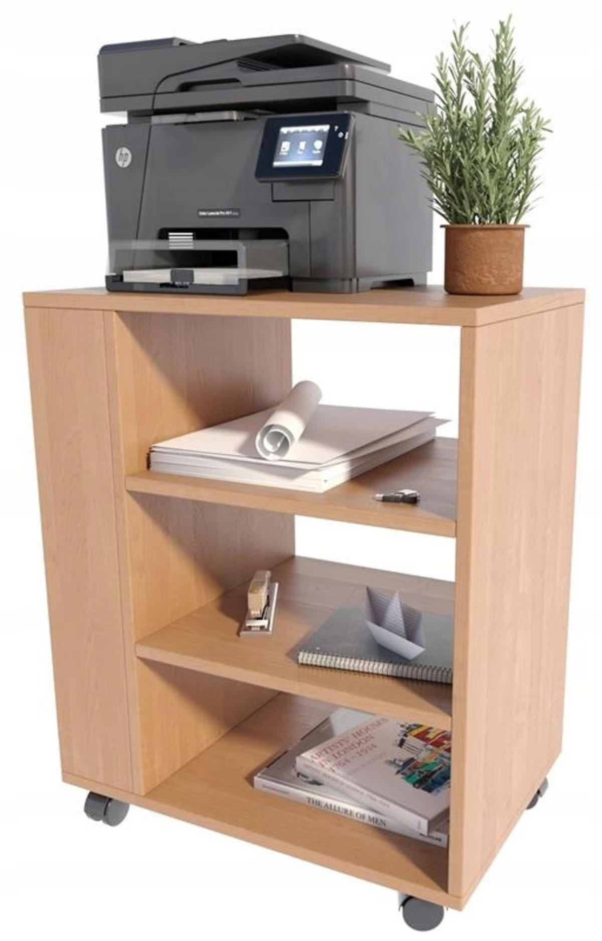 DRUCKERTISCH Erle 60/40/74 cm mit Rollen - Erlefarben, Holzwerkstoff (60/74/40cm) - Matkam Möbel