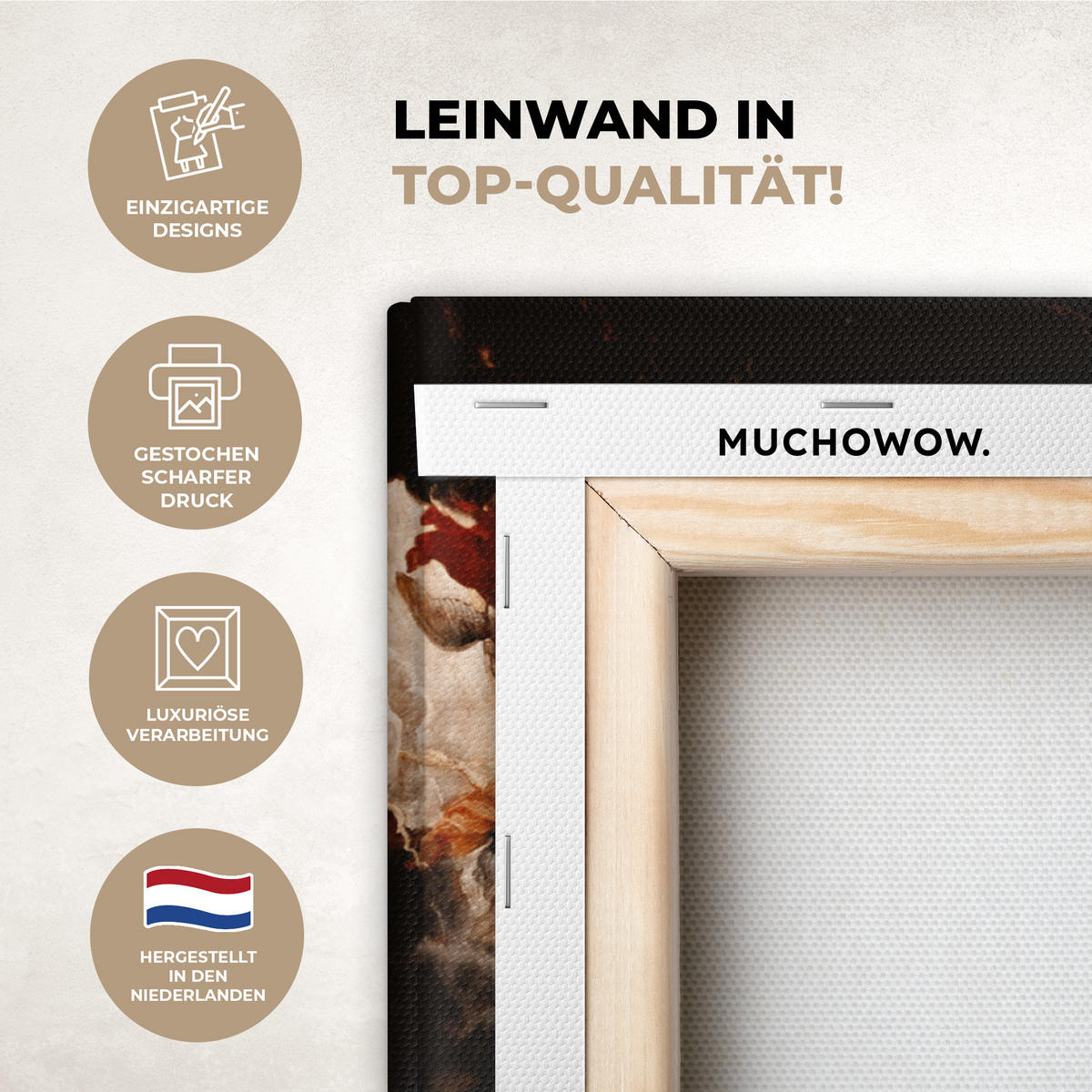 LEINWANDBILD Gold - Lippen - Kunst - Gold - Luxus - Abstrakt Wanddeko 90x60 cm - Kupferfarben, Textil (90/60cm) - MuchoWow