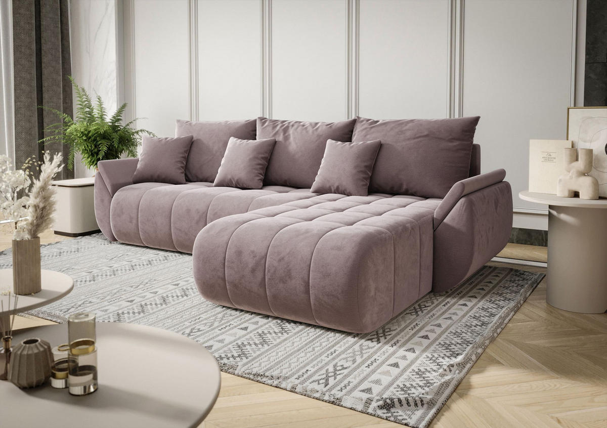 ECKSOFA mit Schlaffunktion TOKYO R Monolith 62 Rechts - Hellbraun, Textil (280/185cm) - Bedante