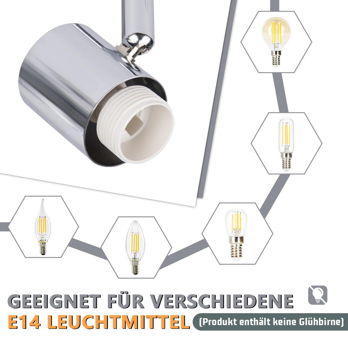 DECKENSTRAHLER Flammhart 10/13/12.5 cm - Weiß, Metall (12.5/10/13cm) - ZMH