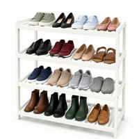 SCHUHREGAL Weiß Bambus 4 Ebenen - Weiß, Holz (70/75.5/24.5cm) - Relaxdays