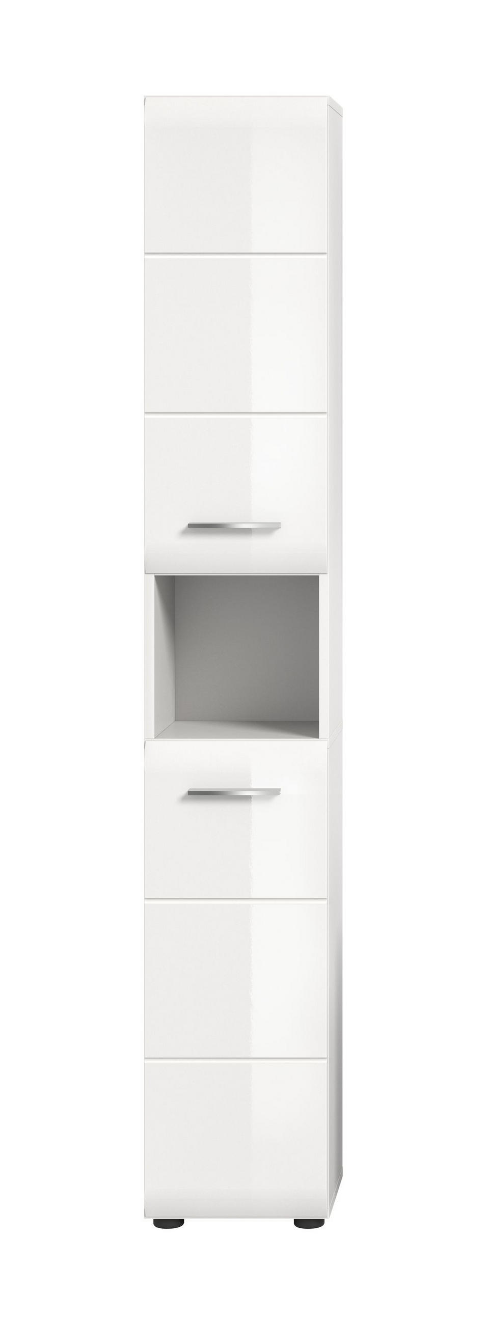 HOCHSCHRANK Alba (B/H/T: ca. 30/185/30 cm) in Weiß/weiß hochglanz - Weiß, Holzwerkstoff (30/185/30cm)