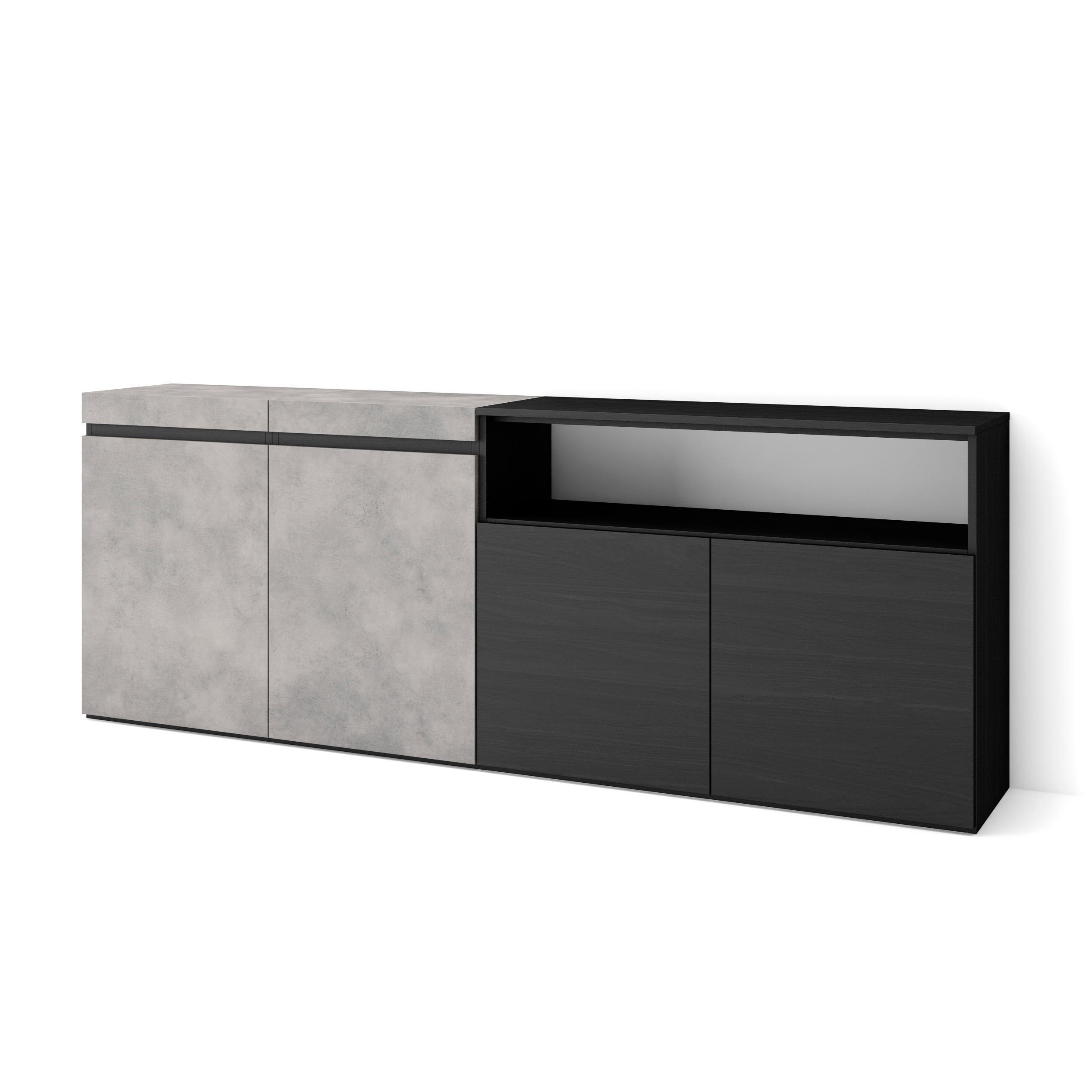 SIDEBOARD zementgrau, 200/35/75cm - Grau, Holzwerkstoff (200/75/35cm) - Skraut Home