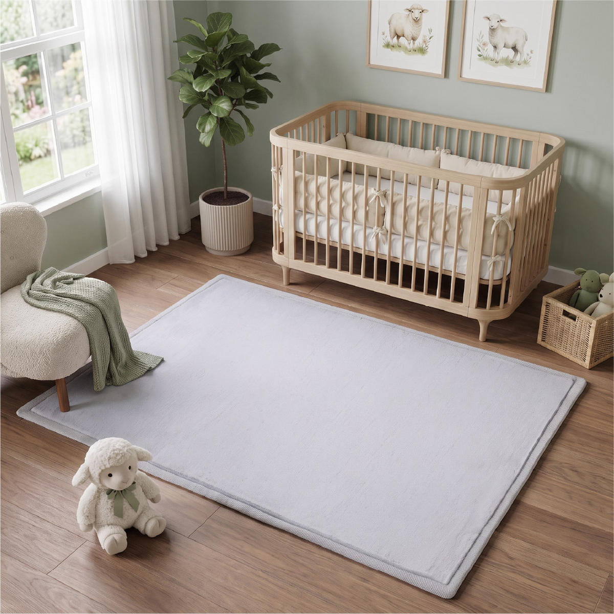 KINDERTEPPICH FLUFFIN hellgrau kuschelig waschbar 120/170 cm - Hellgrau, Textil (120/170cm) - Tapiso