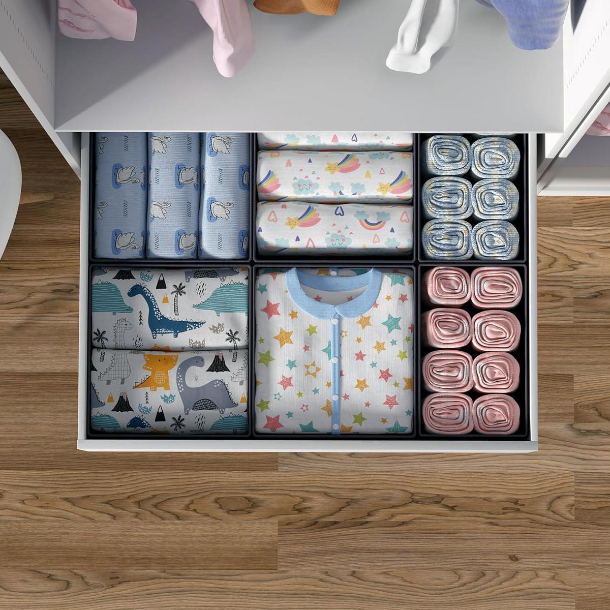 SCHUBLADEN Organizer 6er Set Grau für PAX Schrank 75x58 cm - Multicolor, Textil (24/11/26cm)