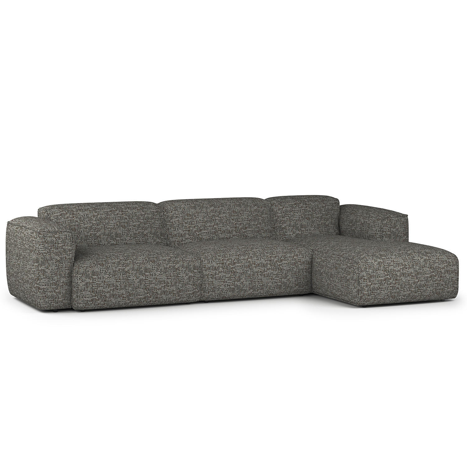 3-SITZER ECKSOFA mit Longchair - Schwarz/Grau, Kunststoff/Textil (317/173cm) - home24