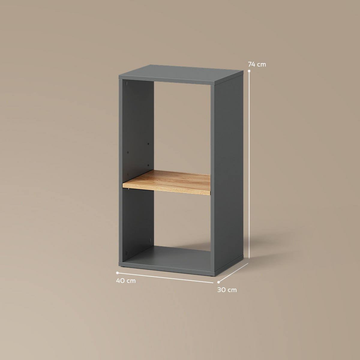 BÜCHERREGAL Lorena Anthrazit/Goldkraft Eiche mit 2 Fächern - Anthrazit, Holzwerkstoff (40/74/30cm) - Livinity®