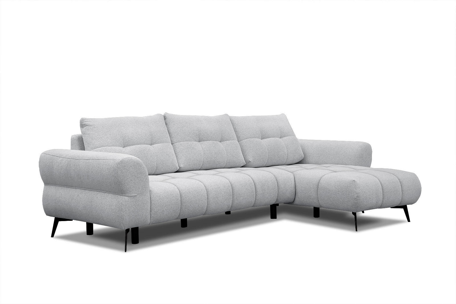 ECKSOFA SALVINI 4-Sitzer, hellgrau - Hellgrau/Schwarz, Holzwerkstoff/Textil (292/158cm) - Courtois Laville
