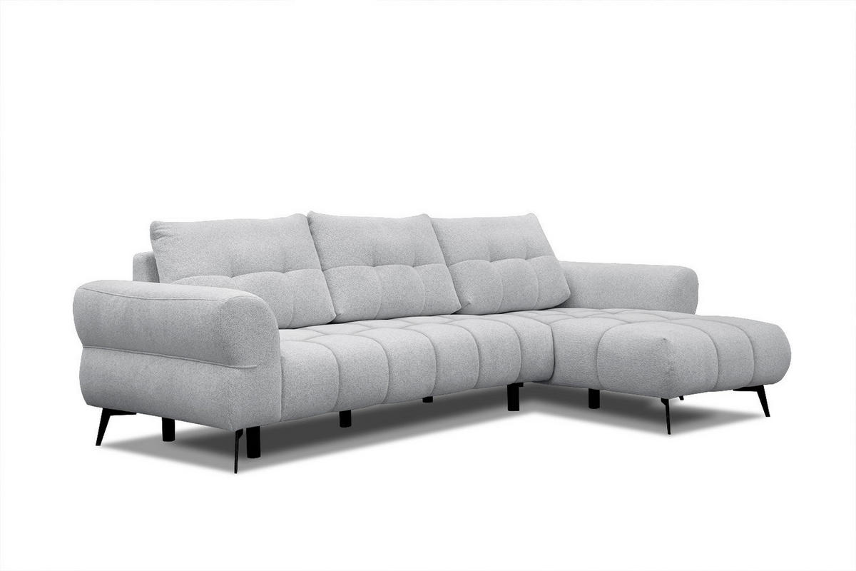 ECKSOFA SALVINI 4-Sitzer, hellgrau - Hellgrau/Schwarz, Holzwerkstoff/Textil (292/158cm) - Courtois Laville