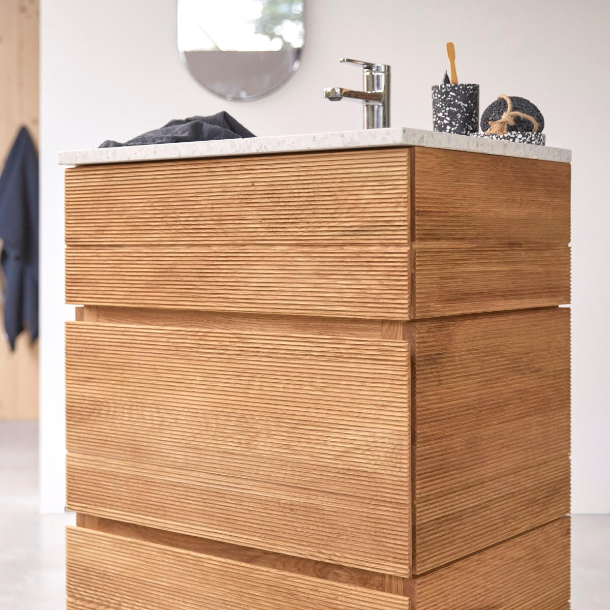 BADEZIMMERMÖBEL Karl Natur aus Eiche - Naturfarben, Holz (60/90/46cm) - Tikamoon