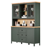 BUFFETSCHRANK grün, Evoke Eiche Landhaus 146 x 198 cm, Vitrine inklusive LED - Eichefarben/Schwarz, Glas/Holzwerkstoff (45/198/146cm) - Top.Furn