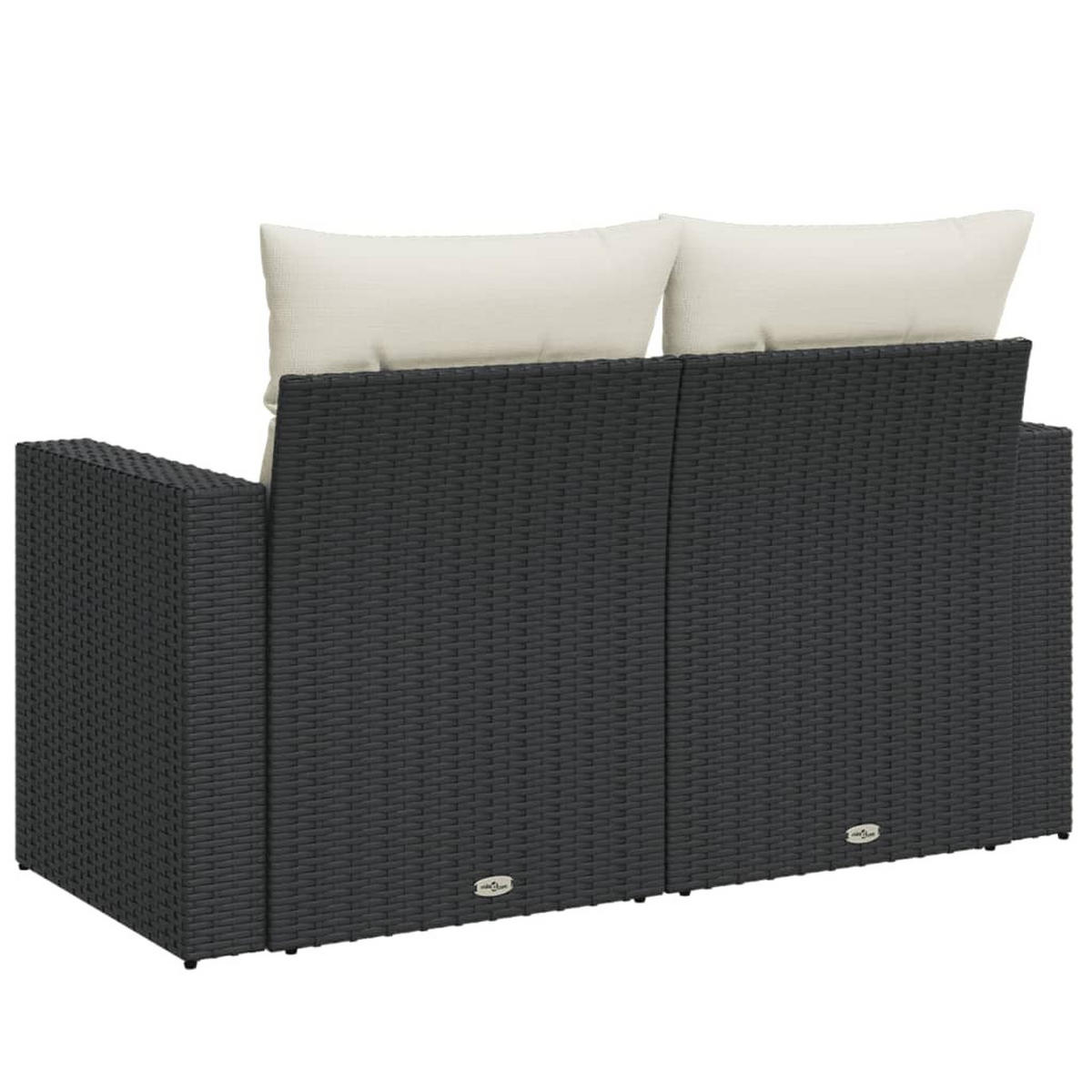 GARTENSOFA Mit Kissen 2-Sitzer Schwarz Poly Rattan - Schwarz, Kunststoff (131/69/62cm) - vidaXL