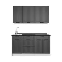 SINGLEKÜCHE Fame-Line, Dunkelgrau/Weiß, 150 cm, AP Anthrazit - Dunkelgrau/Weiß, Holzwerkstoff (150/82/60cm) - Vicco