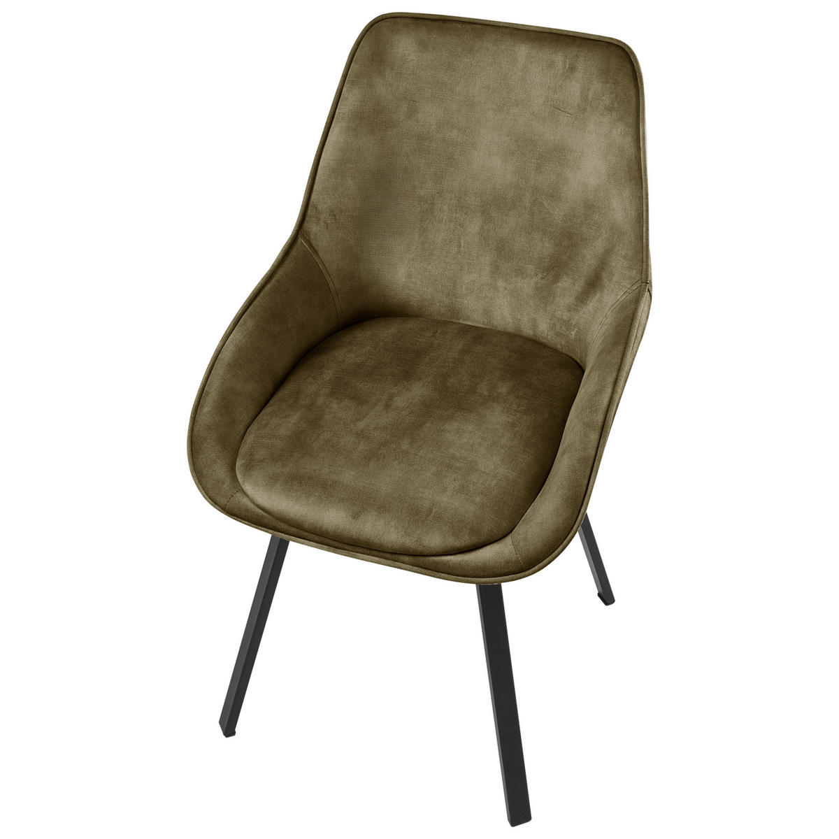 ESSZIMMERSTUHL 2er Set drehbar Samtstoff Grün Terlton - Schwarz/Grün, Textil/Metall (52/89/54cm) - Beliani