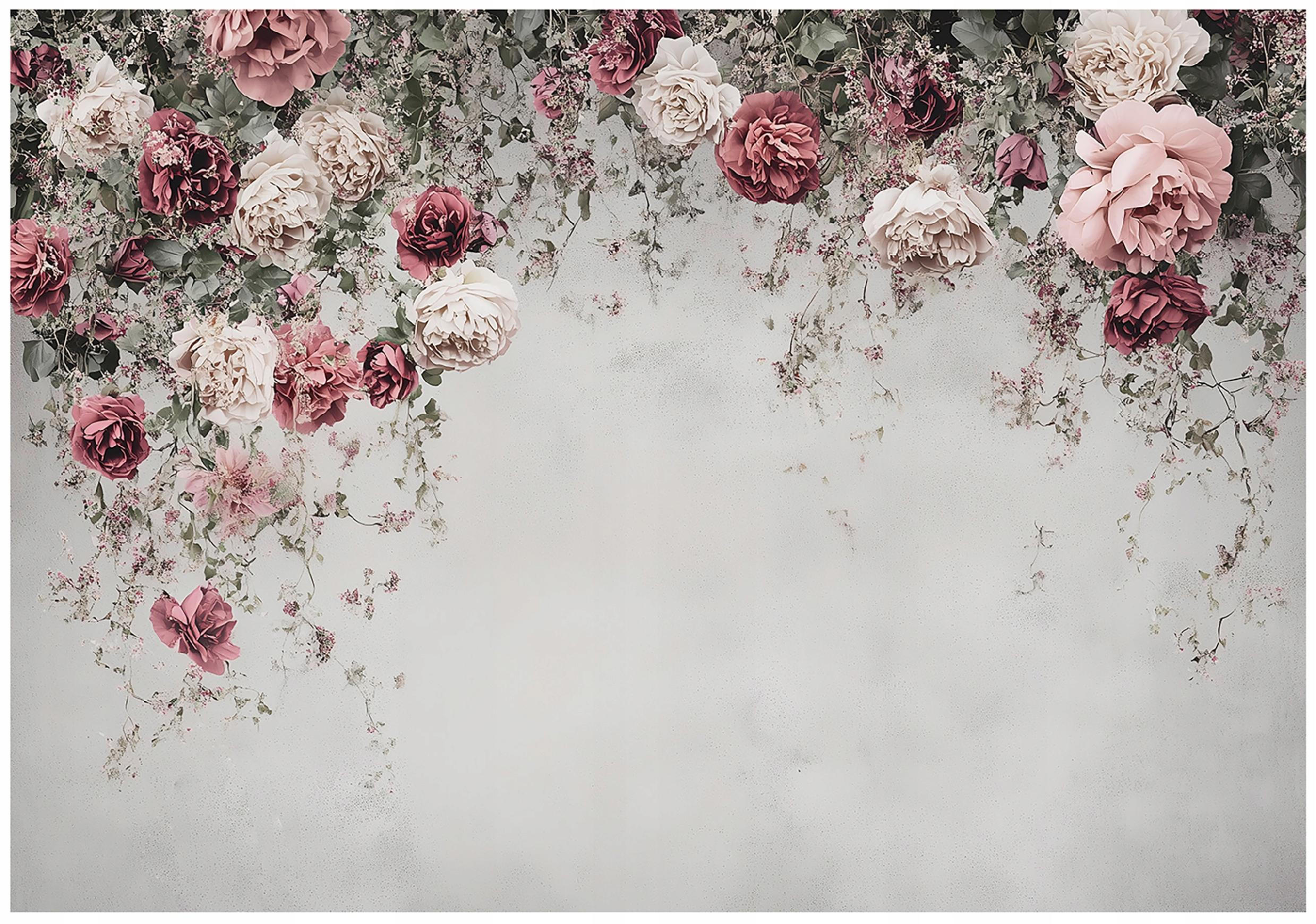 FOTOTAPETE Blumen Betonwand Vlies Tapete Wohnzimmer 400x280 - Multicolor, Papier (400/280cm) - Wallarena