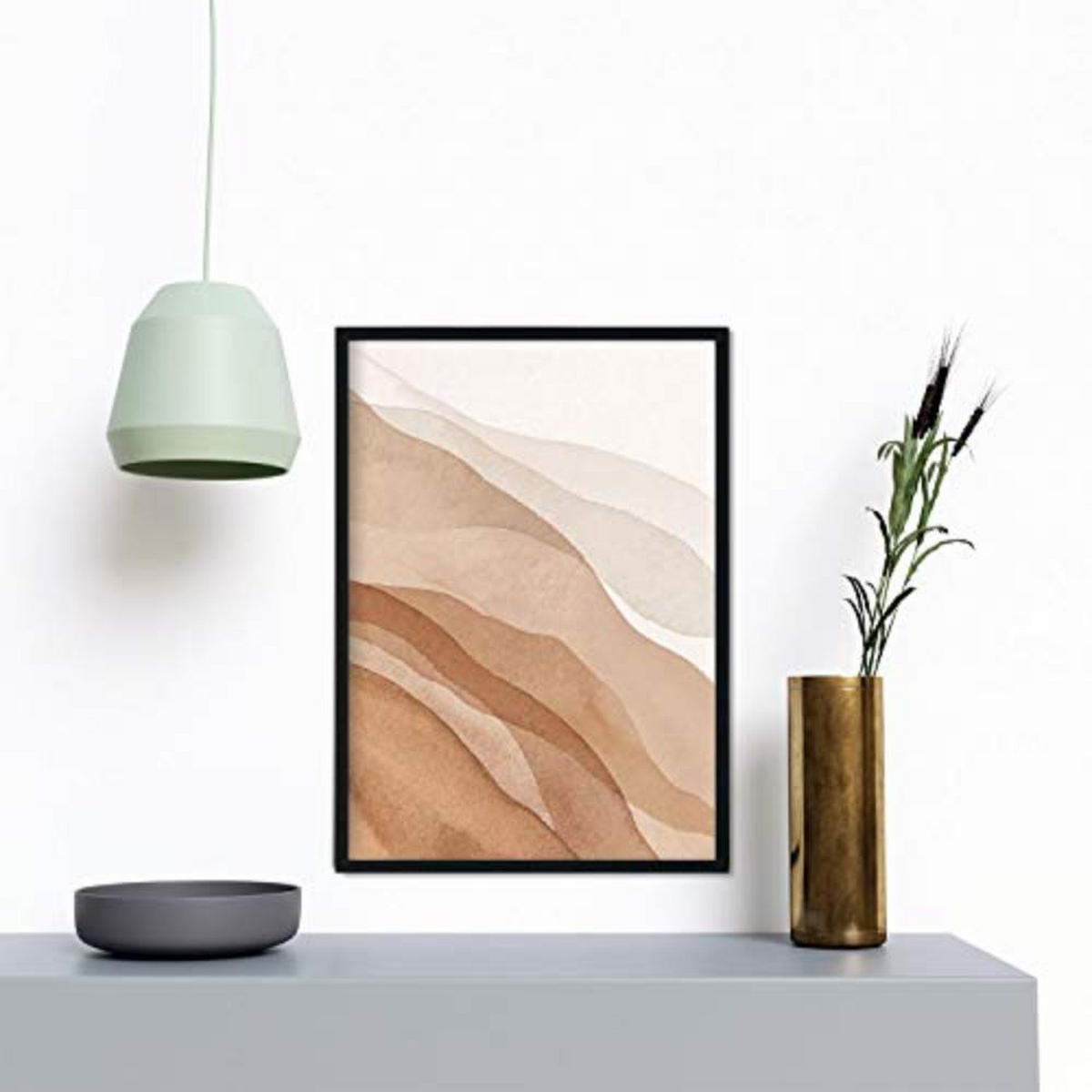 POSTER Set mit 4 Blätter und abstrakten Formen mit braunen Tönen A3 Schwarzer Rahmen - Schwarz, Papier (29.7/3cm) - Nacnic