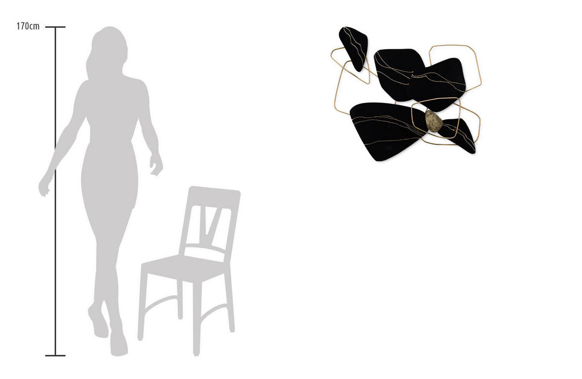 WANDDEKO Schwarz 83/74 cm - Schwarz, Metall (2.1/74/5cm) - KUNSTLOFT