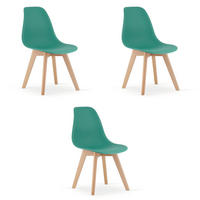 ESSZIMMERSTUHL 3-er Set KITO grüner Sitz, natürliche Beine - Naturfarben/Grün, Kunststoff (46/80/54.5cm) - Valora