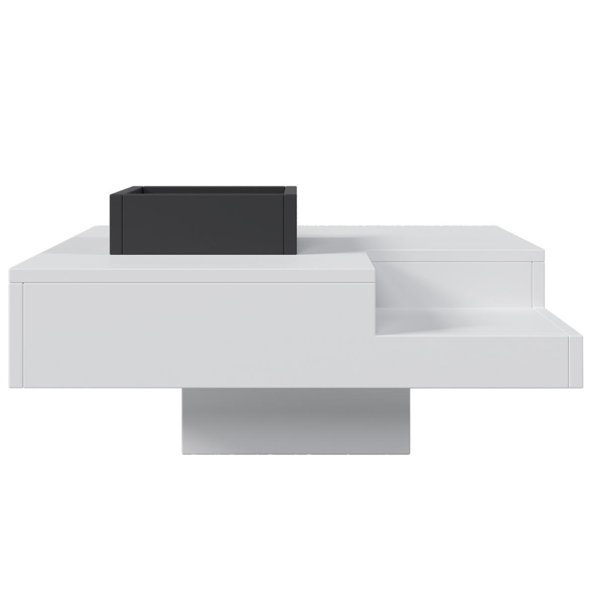 COUCHTISCH 72/72/30 cm in Weiß/Schwarz aus Spanplatte mit LED-Lichteffekt - Weiß, Holzwerkstoff (72/72/30cm) - OKMYHOME