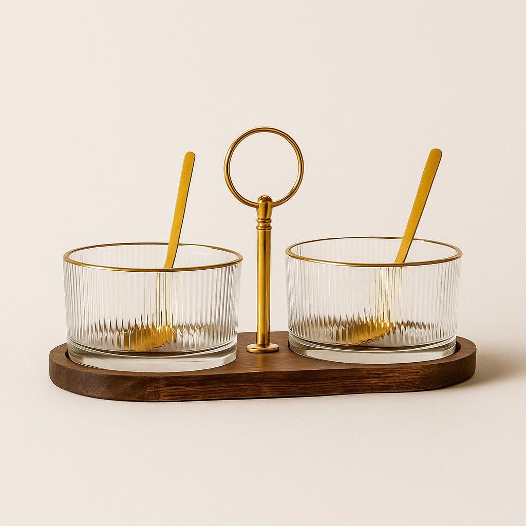 Thumbnail - Excellent Houseware Dipset, Braun, Glas, Essen & Trinken, Geschirr, Schalen & Schüsseln, Dipschalen