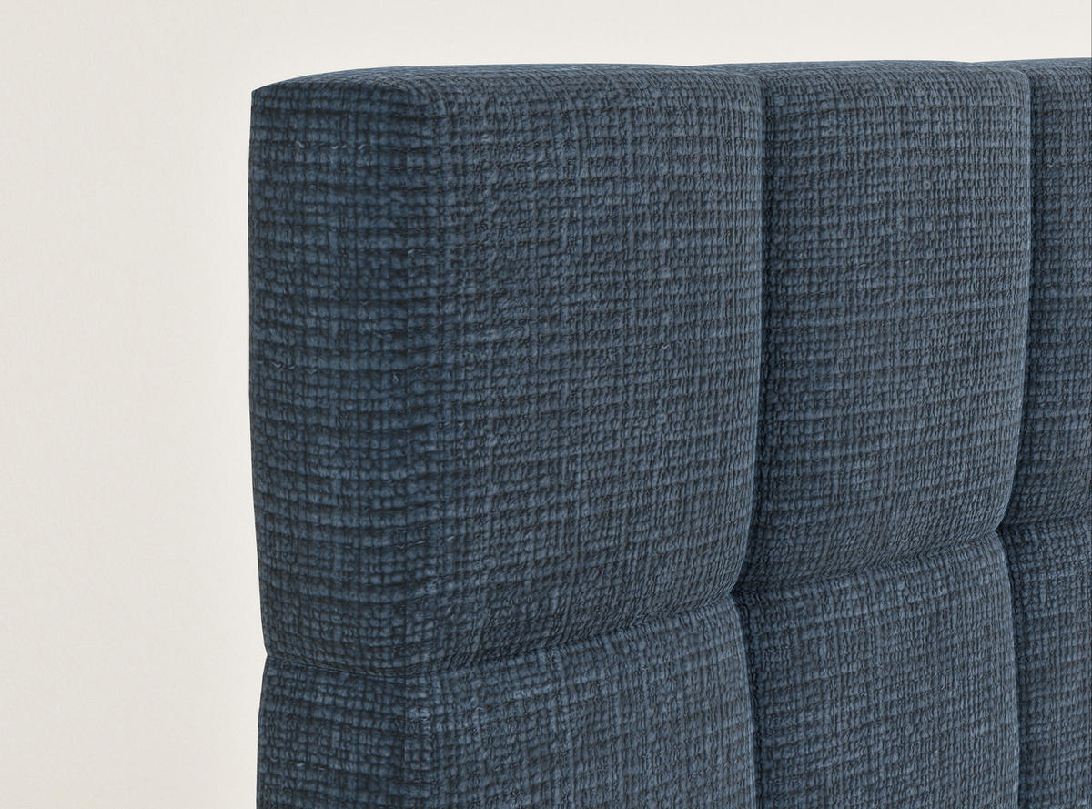 BOXBETT 160/200 cm Gotu S, in Marineblau, Matratze, gepolstertes Kopfteil, Bettkasten, H3 = fest - Schwarz/Dunkelblau, Holz/Holzwerkstoff (160/200cm) - Maison de Reve