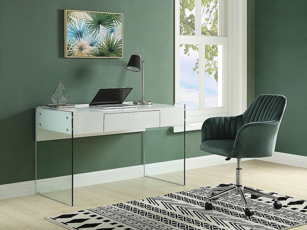 BÜROSTUHL ohne Armlehnen - 59 cmcm x 61.5 cmcm - Samt, Stoff - Smaragdgrün - ELEANA - Grün, Textil (59/89/61.5cm) - Vente-Unique