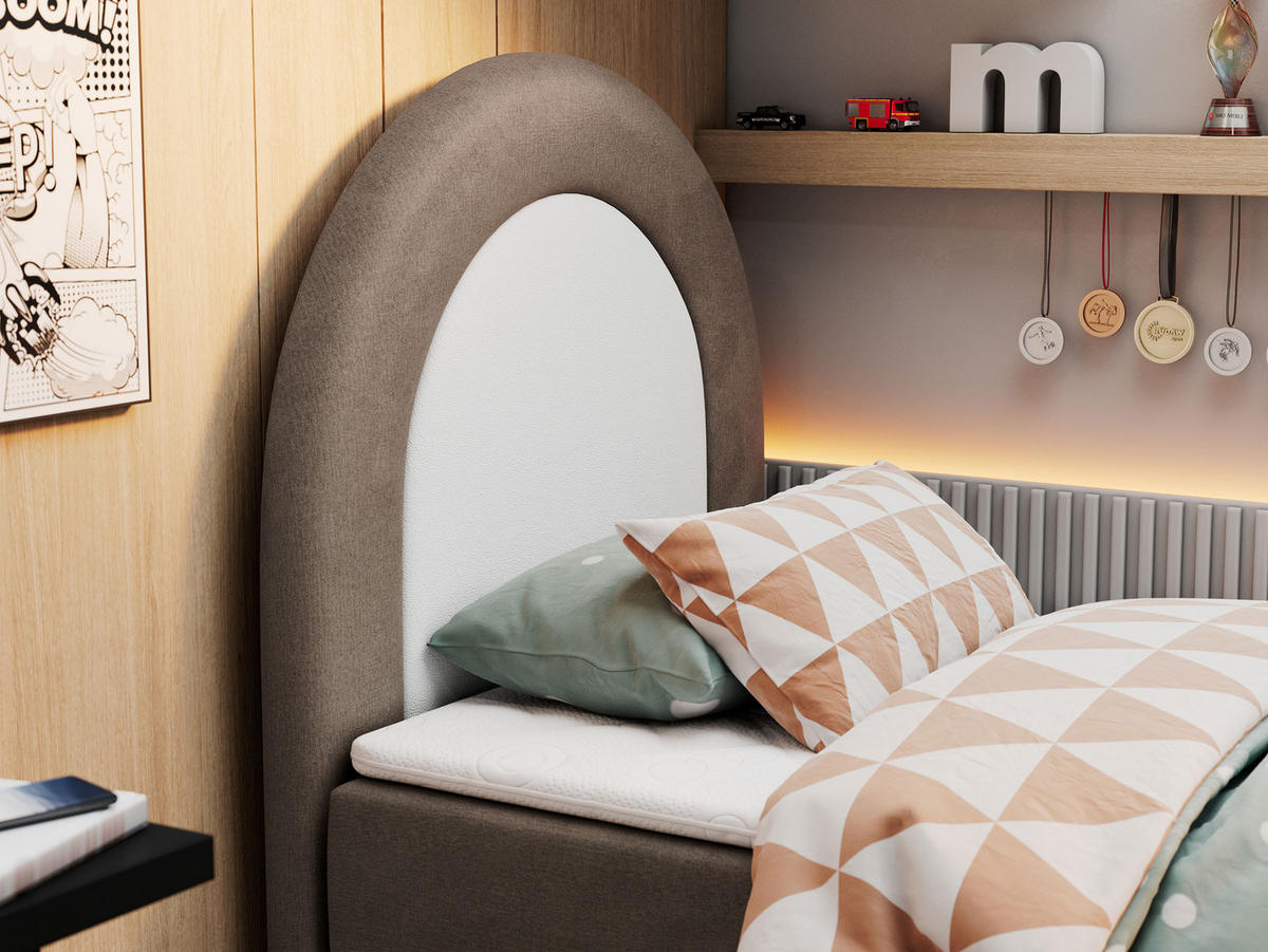 BOXBETT NEST 90/180 Braun Velvet hydrophob - H3 - Braun, Holz/Textil (90/180cm) - MKS