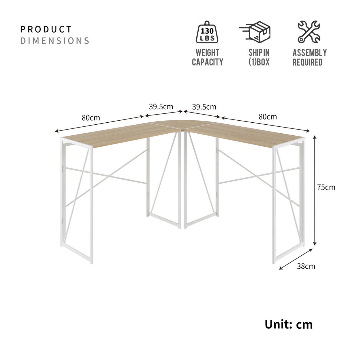 ECKSCHREIBTISCH in L-Form Metall und Holz Wood - Birnbaumfarben, Metall (118/118/74.5cm) - Meubliv