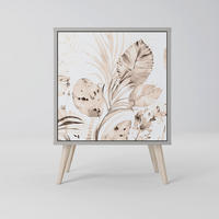 SIDEBOARD WILD TENDERNESS, Grau, 57,5x42x77,5 cm, Schräge Buchenholzfüße - Buchefarben/Multicolor, Holzwerkstoff/Buchenholz (57.5/77.5/42cm) - SpaceRebels