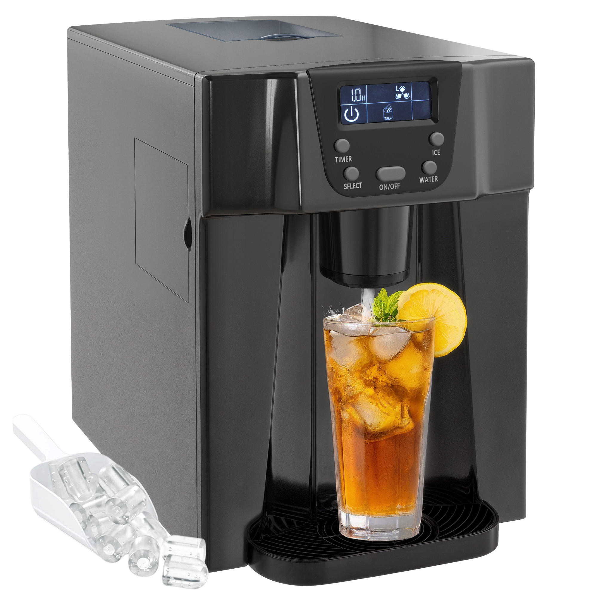 EISMASCHINE DE-17462 mit Wasserspender und LCD-Display Schwarz - Schwarz, Kunststoff (25.2/36.3/38.9cm) - ComfortXL