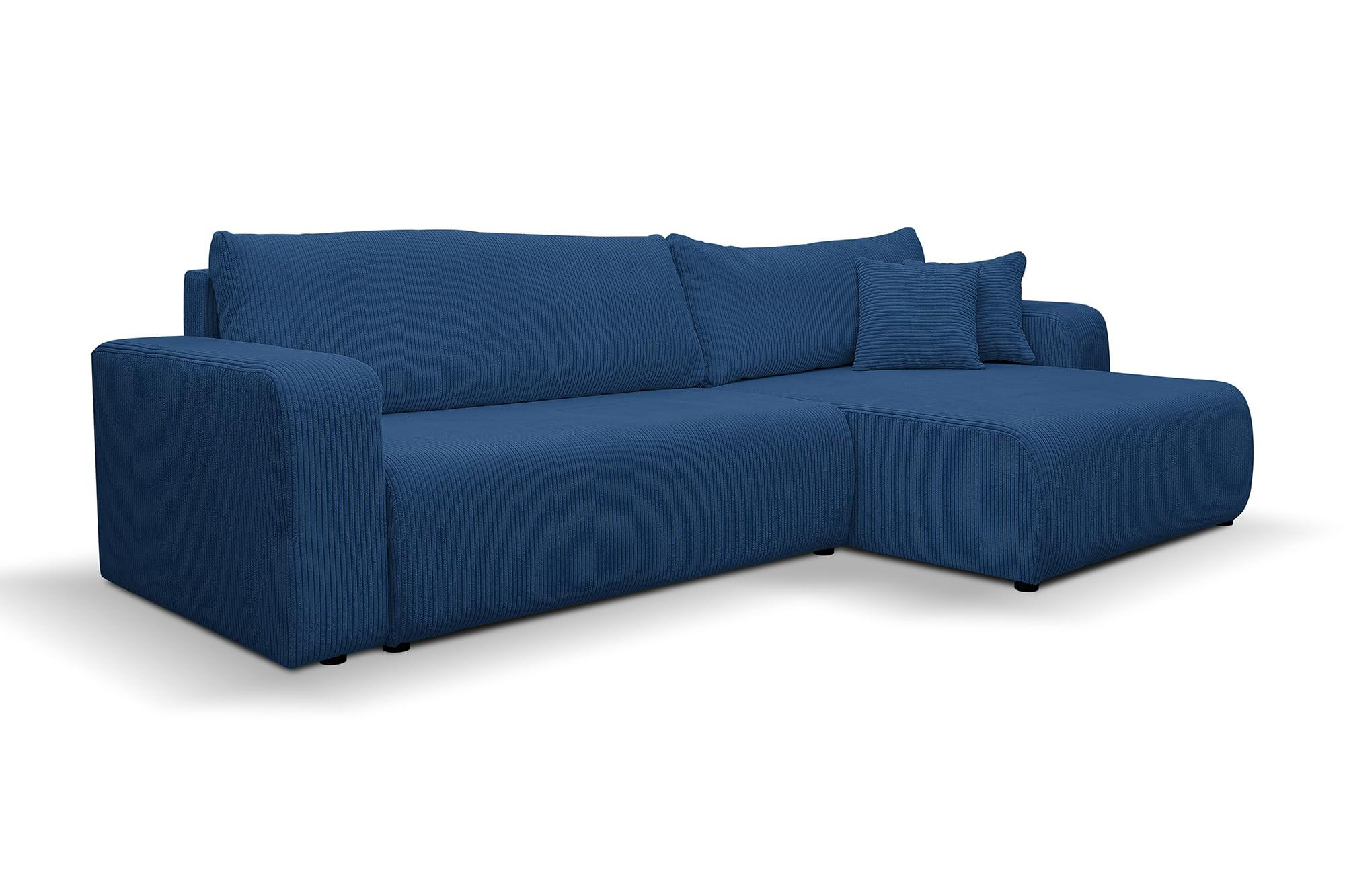 ECKSOFA Luna XL mit Schlaffunktion und Bettkasten Cord-Stoff (Blau) - Blau, Textil (274/142cm) - VENASI MÖBEL