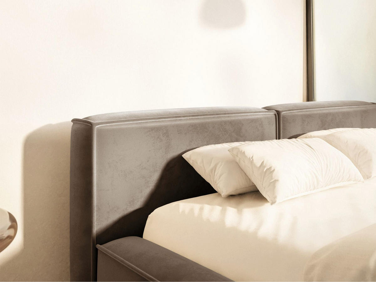 POLSTERBETT Tilves Slim Hellbraun 200x200 cm - Hellbraun/Schwarz, Kunststoff/Textil (200/200cm) - Selsey