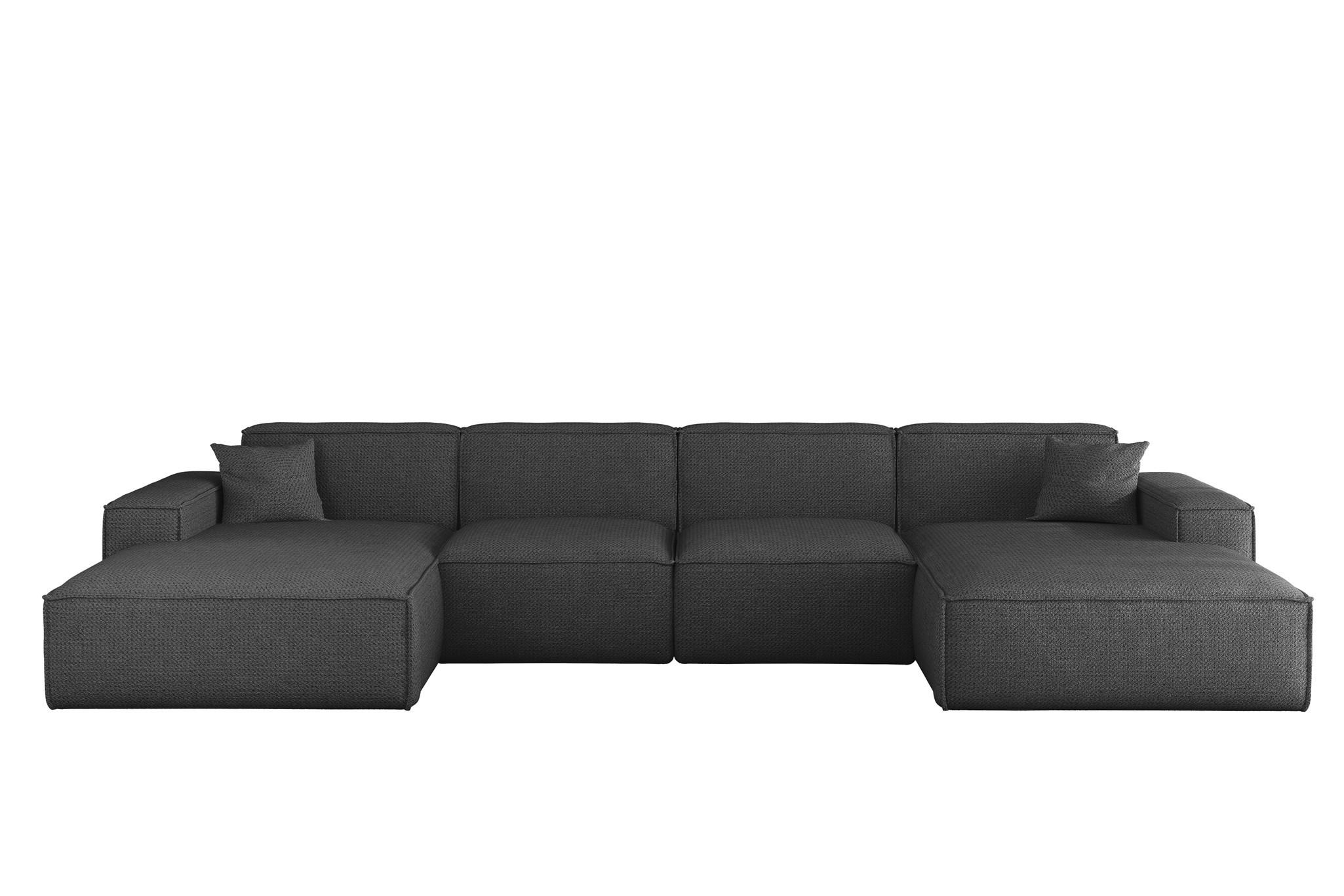 WOHNLANDSCHAFT Celes Premium In Artico - Anthrazit, Holzwerkstoff/Textil (378/73/165cm) - Fun Möbel