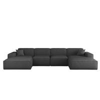 WOHNLANDSCHAFT Celes Premium In Artico - Anthrazit, Holzwerkstoff/Textil (378/73/165cm) - Fun Möbel