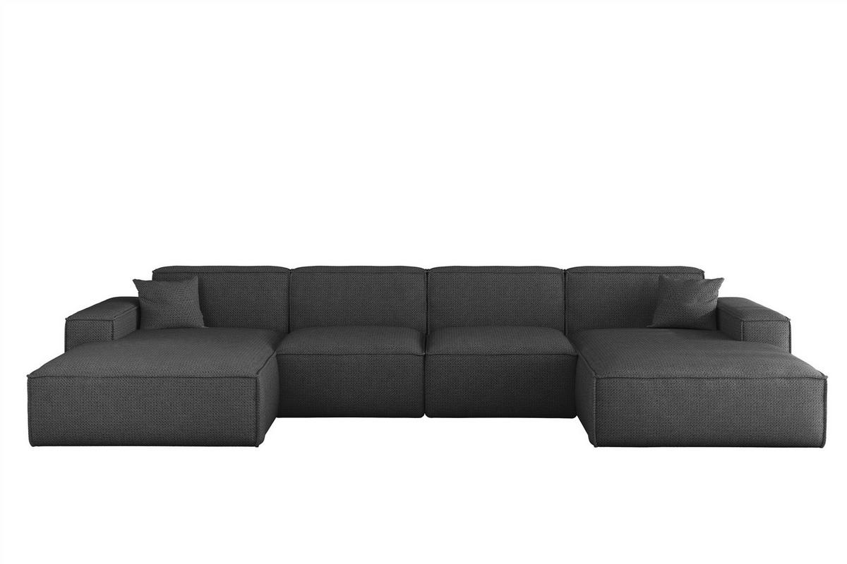 WOHNLANDSCHAFT Celes Premium In Artico - Anthrazit, Holzwerkstoff/Textil (378/73/165cm) - Fun Möbel