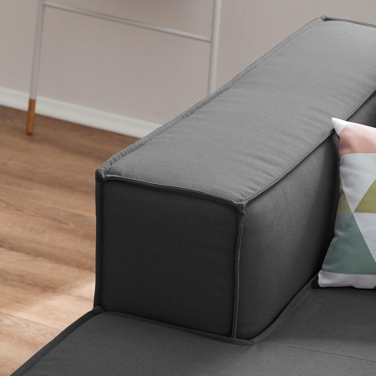 ECKSOFA mit Longchair - Anthrazit/Schwarz, Kunststoff/Textil (294/177cm) - home24