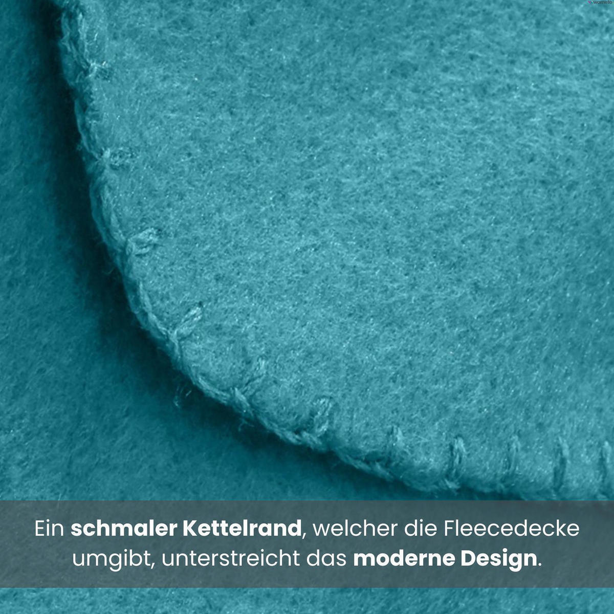 FLEECEDECKE 2er Set türkis 130/160 cm Kettelrand Anti-Pilling - Türkis, Textil (130/160cm) - wometo