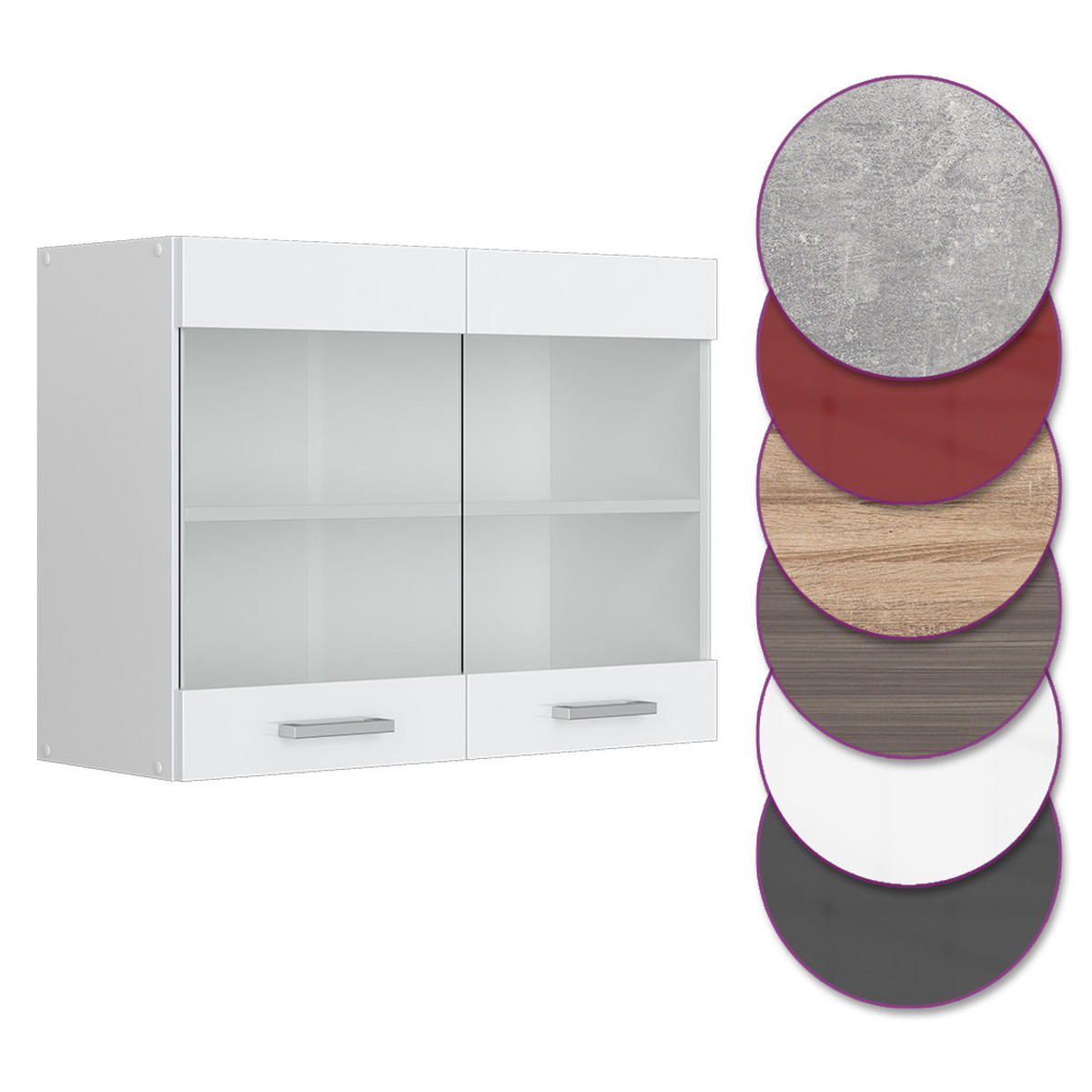 KÜCHENGLASSCHRANK R-Line Weiß Hochglanz 80 cm - Weiß Hochglanz/Weiß, Holzwerkstoff (80/60/31cm) - Vicco