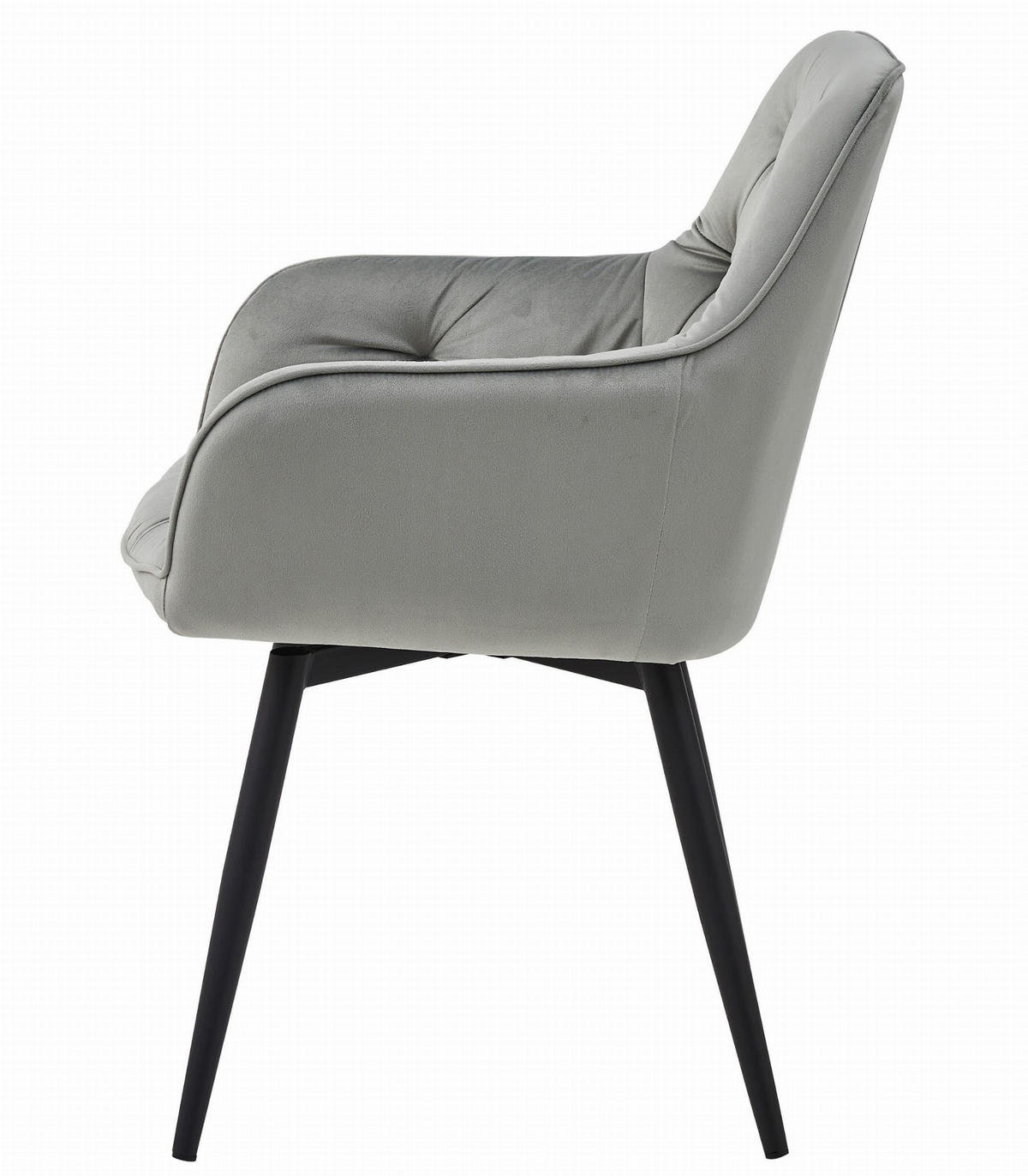 ESSZIMMERSTUHL LUKK360 silbergrauer Sitz, schwarze Beine - Silberfarben/Schwarz, Textil (56/84/61cm) - Valora