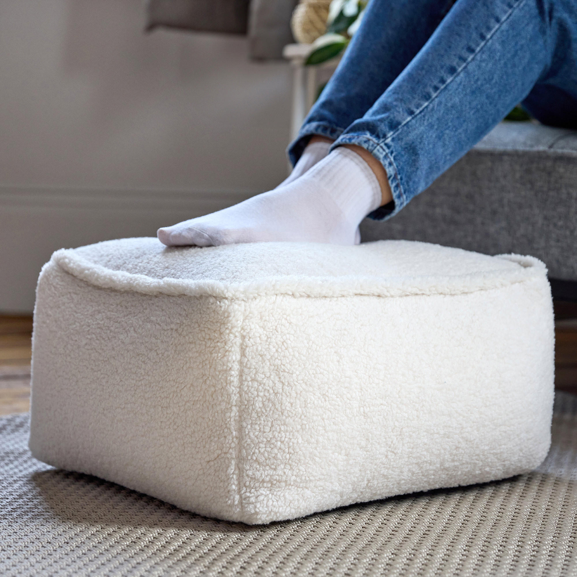 SITZPOUF Borg - Creme, Kunststoff/Textil (40/40/40cm) - icon