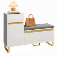 SCHUHBANK 120/35/85 cm in Weiß mit Sitzkissen, Schublade und 2 Türen - Weiß, Holzwerkstoff (120/85/35cm) - BEAOK