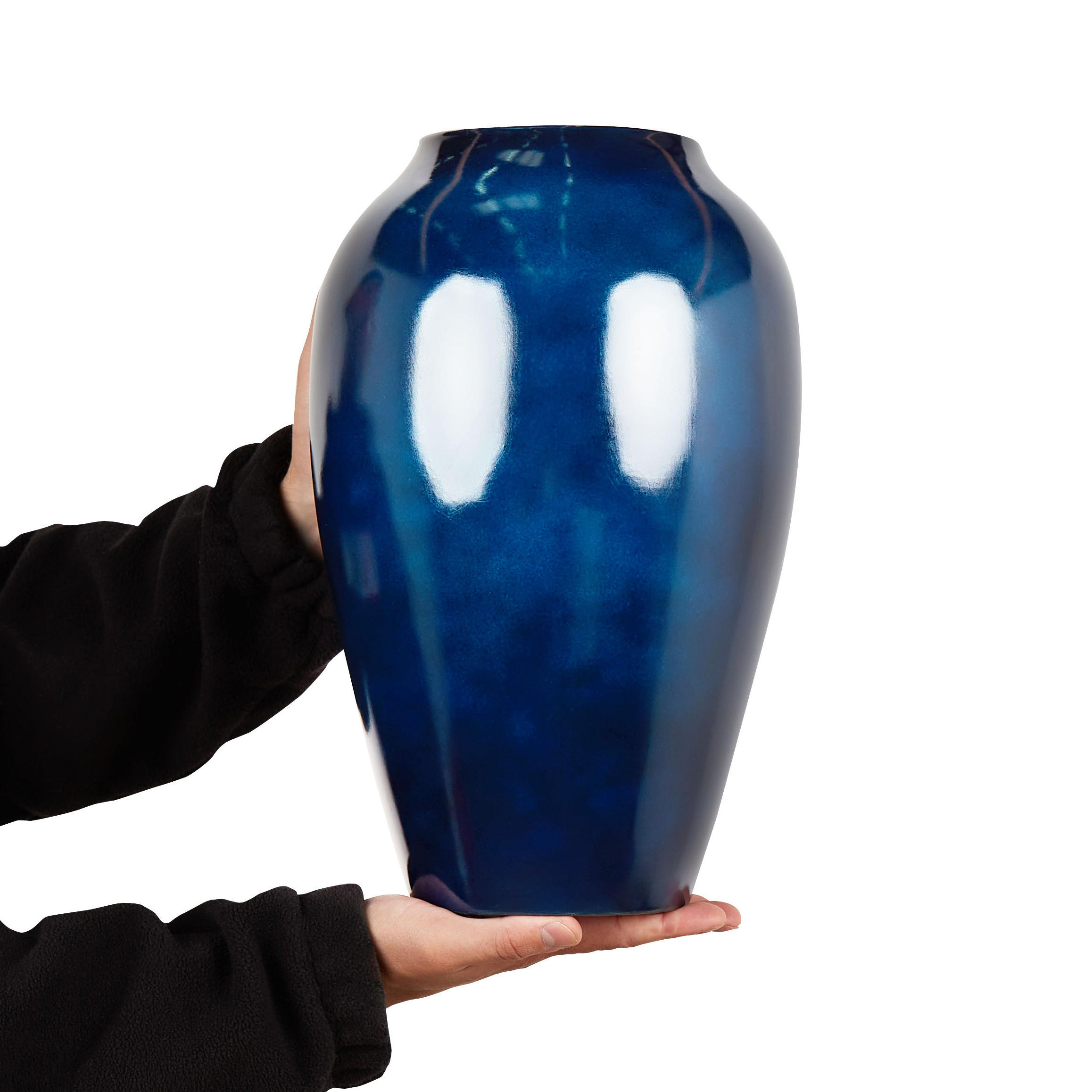 BLUMENVASE Terrakotta blau Ocana - Blau, Stein (37cm) - Beliani