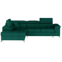 ECKSOFA mit Schlaffunktion und Bettkasten, pflegeleichter Monolith-Stoff - Chromfarben/Dunkelgrün, Textil/Metall (275/202cm) - Eltap