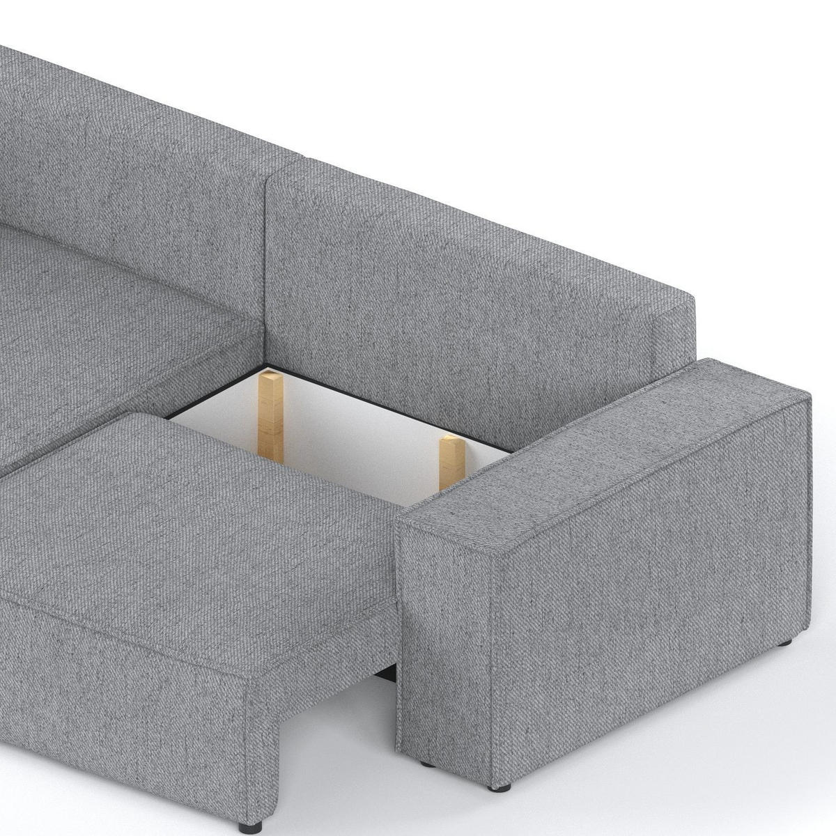 ECKSOFA AVION mit Schlaffunktion Grau im Neve Stoff - Schwarz/Grau, Holz/Holzwerkstoff (253/148cm) - AltaBeds