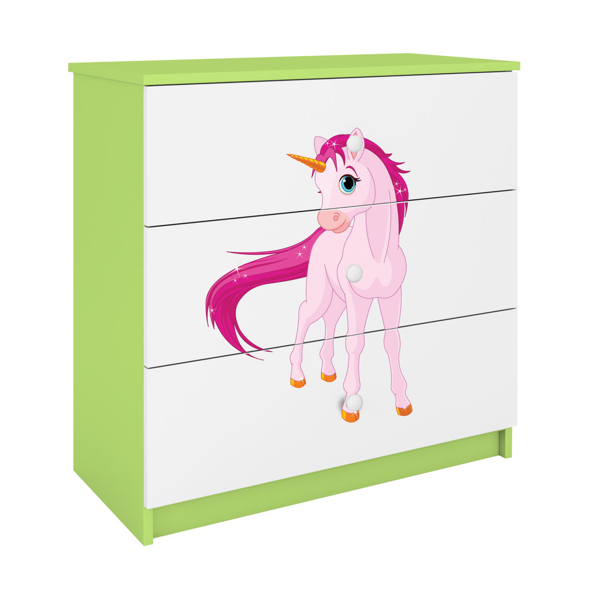 KOMMODE Babydreams Einhorn 81/81/41 - Grün, Holzwerkstoff (81/81/41cm) - RAUMHIRSCH FURNITURE